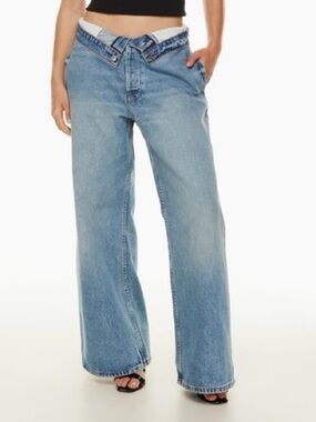 EB Denim Madison High-Rise Foldover Wide Leg Jeans Size 28